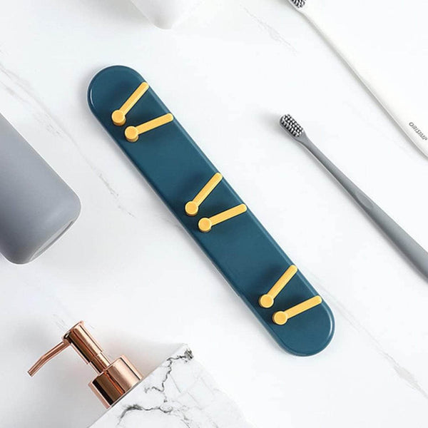 Toothbrush Holder Plastic Bathroom Accessories Organizer Wall Mounted Hanging Mount Shelf & Hooks (1pc) - dailyneed.life