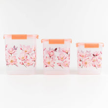 Square 3 Pcs Floral Printed Airtight Storage Container Set – Approx 2.8 Ltr, 4.5 Ltr, 6.9 Ltr (3 Pcs Set) - dailyneed.life
