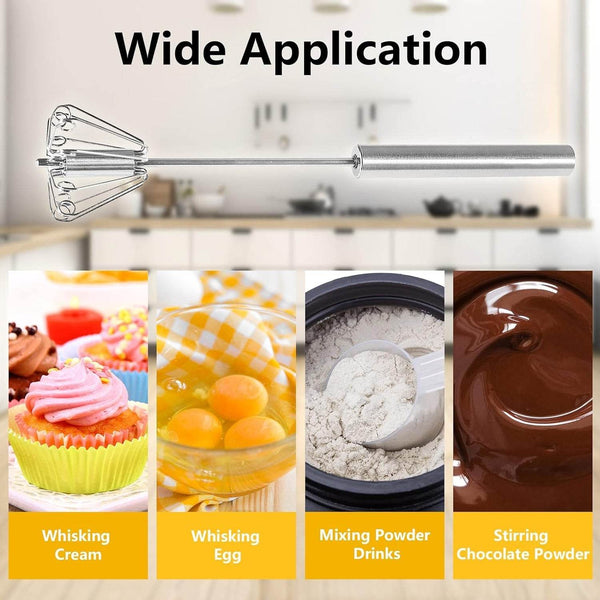 Big Stainless Steel Egg Whisk, Hand Push Rotary Whisk Blender (1 Pc / 35 Cm) - dailyneed.life