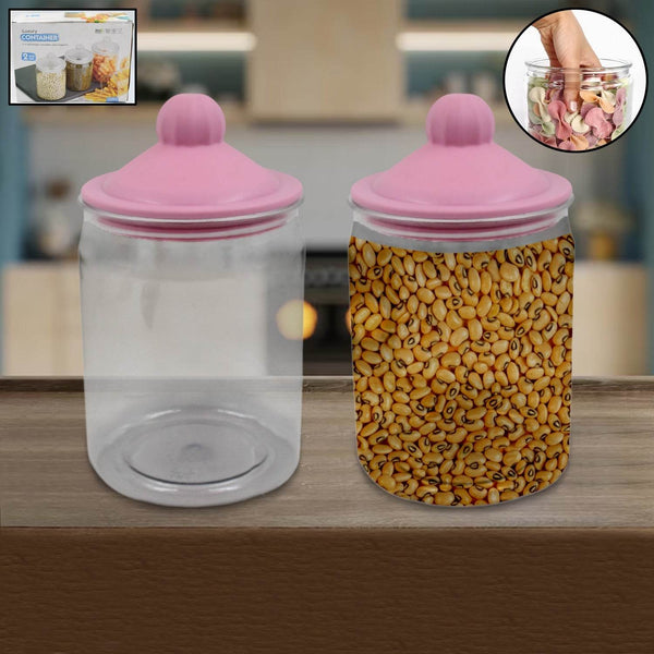 Transparent Kitchen Plastic Container/ Jar Set (2 Pcs Set / 1100 ML Approx) - dailyneed.life