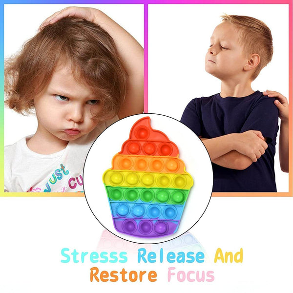 Ice Cream Softy- Fidget ping Sounds Toy, BPA Free Silicone, Push Bubbles Toy for Autism Stress Reliever, Sensory Toy It Toy - dailyneed.life