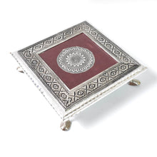 Silver - Square Pooja Chowki Patla / Bajot (20×20 CM / 1 Pc) - dailyneed.life