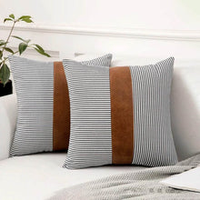 Pillow Covers, leather & cotton Cushion Covers (16 × 16 Inch / 1 Pair / 2 Pc) - dailyneed.life
