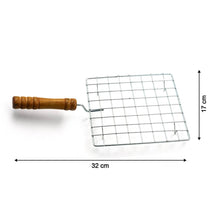 Square Stainless Steel Barbecue Grill with Wooden Handle - dailyneed.life
