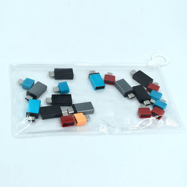 OTG Type C & USB to Micro USB Adapter for Android Mobile Smart Phones & Tablets With Zip Pouch (Pack of 20) - dailyneed.life