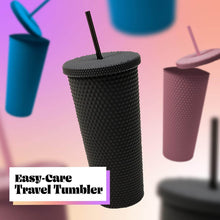 Reusable Studded Tumbler with Straw & Leak Proof Lid (1 Pc, Mix Colors) - dailyneed.life