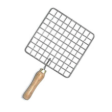 Kitchen Square Stainless Steel Roaster Jali, Barbecue Grill with Wooden Handle - dailyneed.life