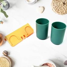 Multipurpose Wall Mount Toothbrush Holder Plastic Stand With 2 Cup (1 Set) - dailyneed.life