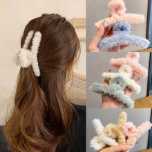 Large Plush Hair Claw Clips, Plastic Fluffy Hair Claw Hair (1 Pc / Mix Color) - dailyneed.life