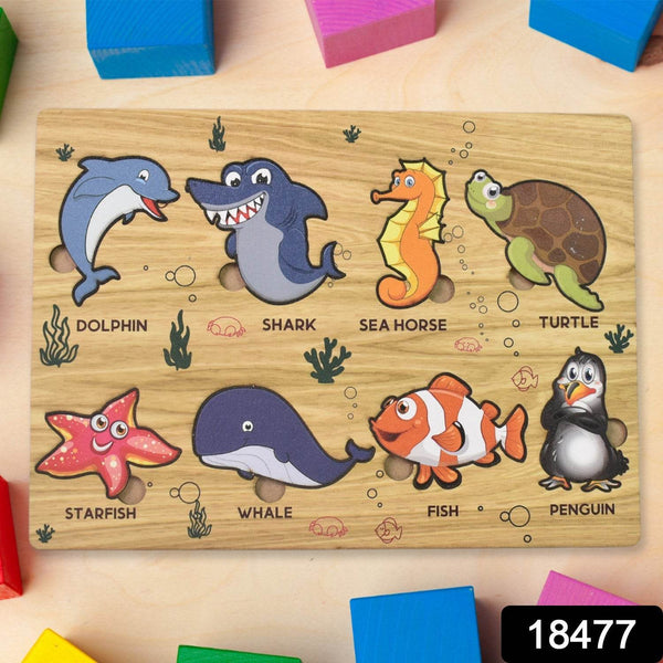 Seawater Animal Wooden Puzzle Learning Educational Board (1 Set) - dailyneed.life