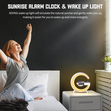 Smart Alarm Clock with G-Shape RGB Light Bluetooth Speaker, Wireless Charging (1 Pc) - dailyneed.life