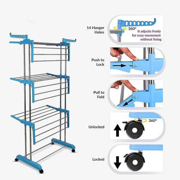 Stainless Steel Cloth Drying Stand - dailyneed.life