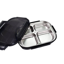 Black Transparent 4 Compartment Lunch Box for Kids and adults, Stainless Steel Lunch Box with 4 Compartments. - dailyneed.life