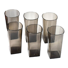 Unbreakable Stylish Transparent Square Design Water / Juice / Beer / Wine Tumbler Plastic Glass Set ( 300 ML, Pack of 6) ( Black ) - dailyneed.life
