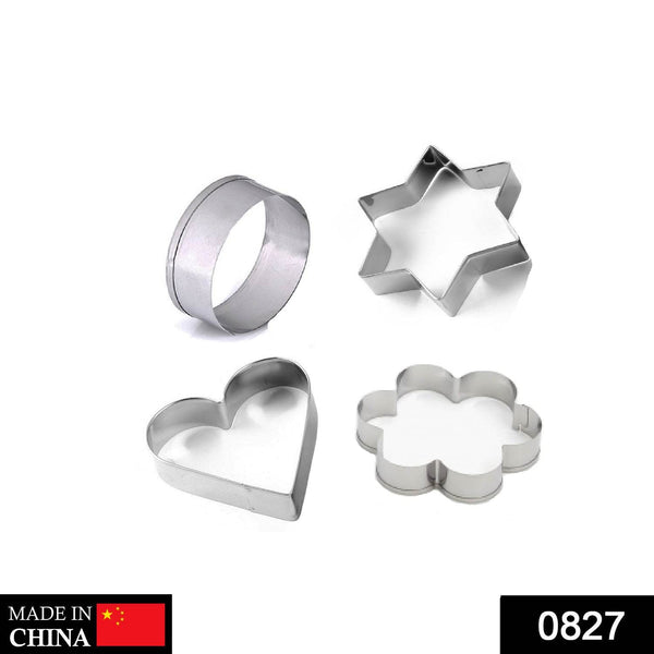 0827 Cookie Cutter Stainless Steel Cookie Cutter with Shape Heart Round Star and Flower (4 Pieces) - dailyneed.life