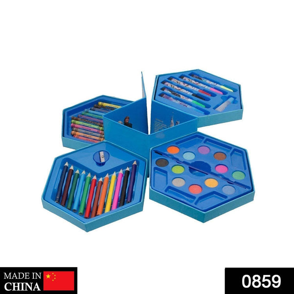 46 Pcs Plastic Art Colour Set with Color , Crayons, Oil Pastel and Sketch Pens - dailyneed.life