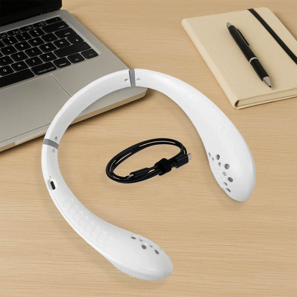 Portable USB Rechargeable Neck Fan – Wearable, 3 Speeds, Headphone Design - dailyneed.life