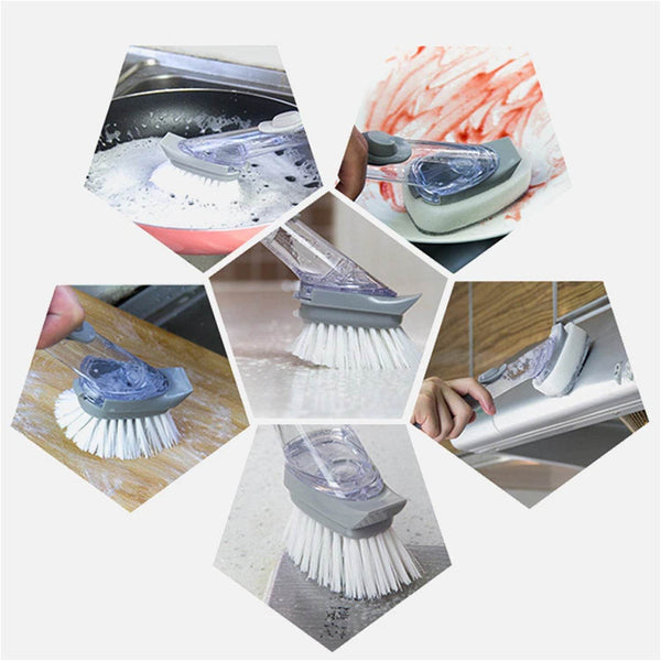 2-in-1 Dishwashing Brush, Long Handle Wash Pot Brush Washing Dish - dailyneed.life