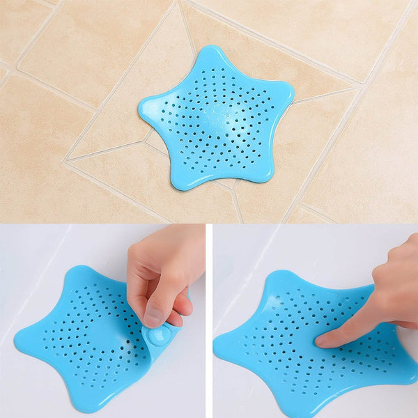 Star Shape Suction Cup Kitchen Bathroom Sink Drain Strainer Hair Stopper Filter, Star Shaped Sink Filter Bathroom Hair Catcher, Drain Strainers Cover Trap Basin (1 Pc) - dailyneed.life