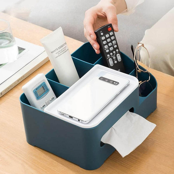 6-Compartment Desk Organizer – Multi-Function Storage for Tissue, Stationery, Remote & Mobile (Home/Office) - dailyneed.life