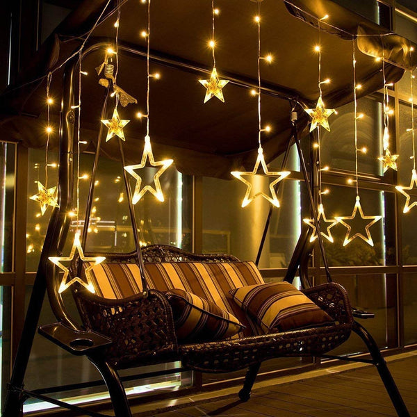 12 Stars Curtain String Lights, Window Curtain Lights with 8 Flashing Modes Decoration for Festivals-11 - dailyneed.life