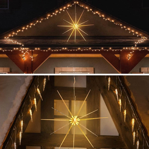3D Gold Star Hanging Decoration Star, Acrylic Look Hanging Luminous Star for Windows, Home, Garden Festive Embellishments for Holiday Parties Weddings Birthday Home Decoration (Small) - dailyneed.life