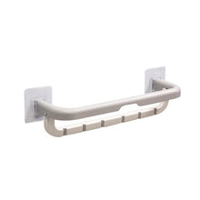 Wall-Mounted Double Bar Towel Holder with Hooks & Adjustable Folding Shelf - dailyneed.life