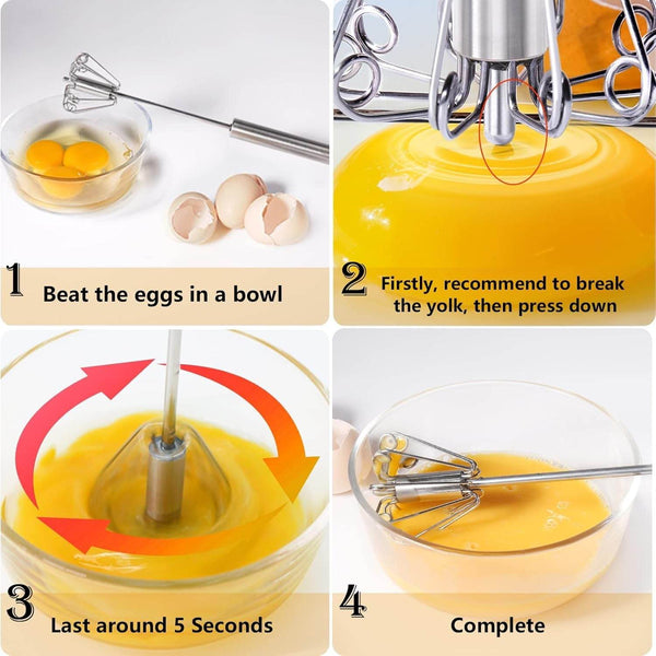 Medium Stainless Steel Egg Whisk, Hand Push Rotary Whisk Blender (1 Pc / 30 Cm) - dailyneed.life