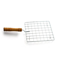 Square Stainless Steel Barbecue Grill with Wooden Handle - dailyneed.life