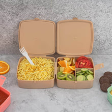 Double-Layer Square Lunch Box with Spoon , 4 Compartment Tiffin & Push Lock , Plastic Tiffin Box for Travelling, School Kids & Office Exclusive, Home - dailyneed.life