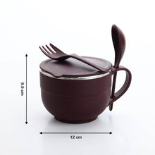 Noodles & Soup Bowl with Spoon and fork Handle Spoon Holder, Stainless Steel Bowl and Spoon Set, Stainless Steel Storage - dailyneed.life