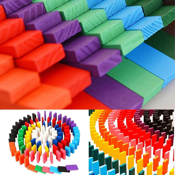 100PC DOMINO BLOCKS SET MULTICOLOR WOODEN TOY BUILDING INDOOR GAME TOY - dailyneed.life