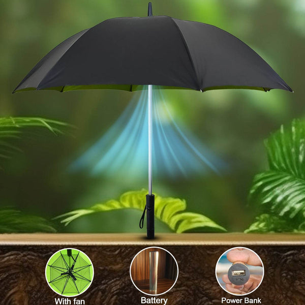 Sun Umbrella with Inside Fan & Power Bank Umbrellas For Summer (1 Pc) - dailyneed.life