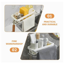 Multipurpose Platic Hanging Drain Rack Retractable Sponge Storage Hanging Rack With Adhesive Hook for Kitchen and Bathroom Dishcloth Holders Basket Drying Tray Organizer - dailyneed.life