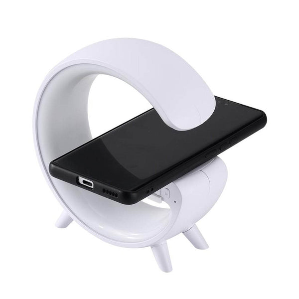 Smart Alarm Clock with G-Shape RGB Light Bluetooth Speaker, Wireless Charging (1 Pc) - dailyneed.life