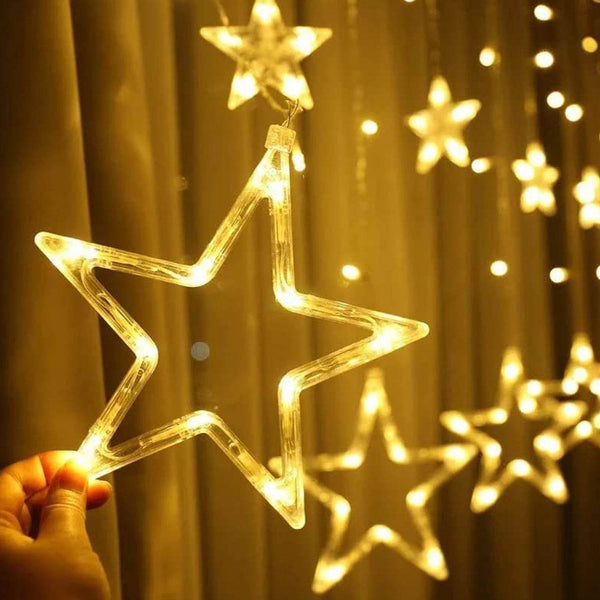 12 Stars Curtain String Lights, Window Curtain Lights with 8 Flashing Modes Decoration for Festivals-11 - dailyneed.life