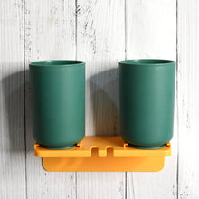 Multipurpose Wall Mount Toothbrush Holder Plastic Stand With 2 Cup (1 Set) - dailyneed.life