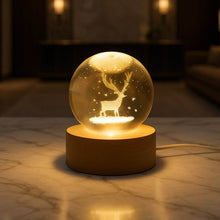 Crystal Ball Night Light Glass Ball Night Lamp with Wood Base - dailyneed.life
