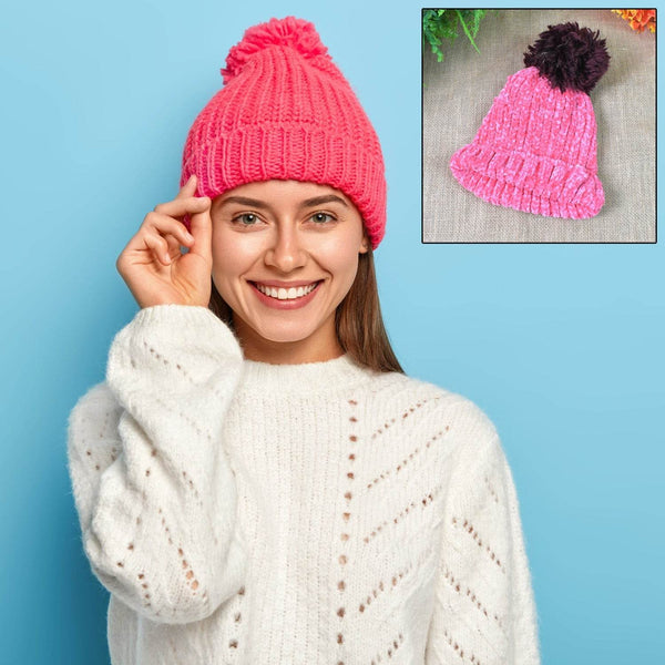 Soft Winter Cap, Woolen Inside Fur Beanie Cap (1 Pc / Mix Design & Color) - dailyneed.life