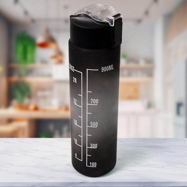 Plastic Black Motivational Water Bottle with Straw (900 ML) - dailyneed.life