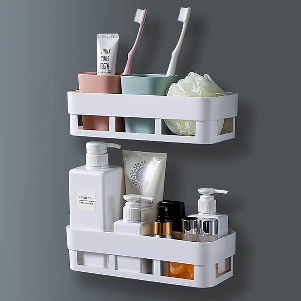 ABS Plastic Shower Corner Caddy Basket Shelf Rack with Wall Mounted Suction Cup for Bathroom Kitchen - dailyneed.life