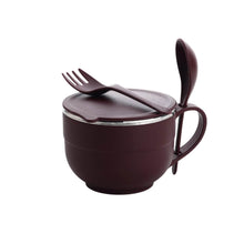 Noodles & Soup Bowl with Spoon and fork Handle Spoon Holder, Stainless Steel Bowl and Spoon Set, Stainless Steel Storage - dailyneed.life