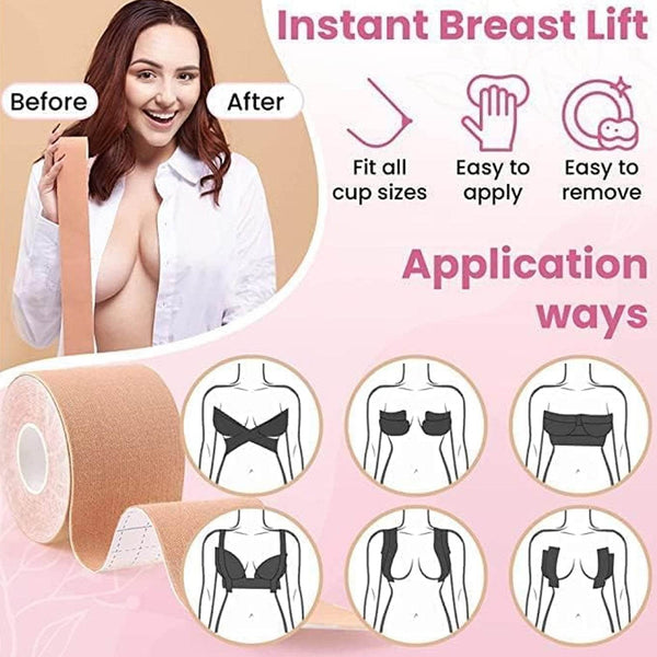Boob Tape with Nipple Covers: Cotton, Breathable, Lift & Support (5m, 10 Pairs) - dailyneed.life
