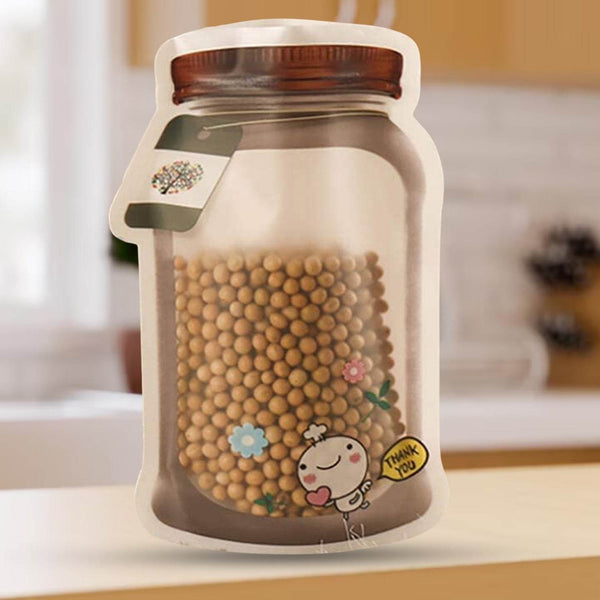 Plastic Transparent Big Jar Shaped Pouch With Zipper (1 Pc) - dailyneed.life