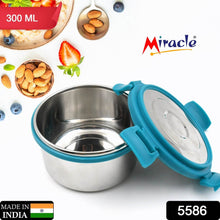 Miracle Solo round Lunch box High Grade Stainless Steel Double Wall Insulated 300ML Food Container 4 Lock Clip Leak Proof Lid, Best Return Gift for Any Occasion (1 Pc) - dailyneed.life