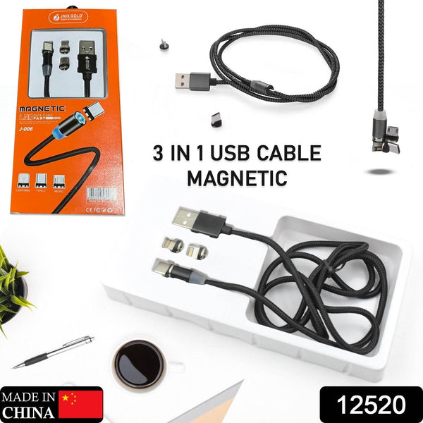 Magnetic Charging Cable 3 in 1 Metal Magnetic Micro USB Type C Lighting Cable with LED, Multiple Charging Adapters for All Android and all Smartphones (Compatible with All Android and iPhone Smartphones, Tablet, PC, Mobile - dailyneed.life