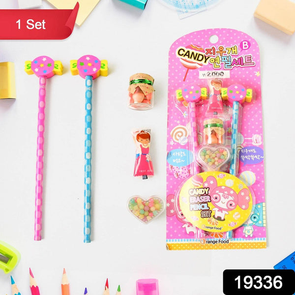 Fun Candy Design Pencil Set with Accessories Set (1 Set ) - dailyneed.life