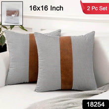 Pillow Covers, leather & cotton Cushion Covers (16 × 16 Inch / 1 Pair / 2 Pc) - dailyneed.life