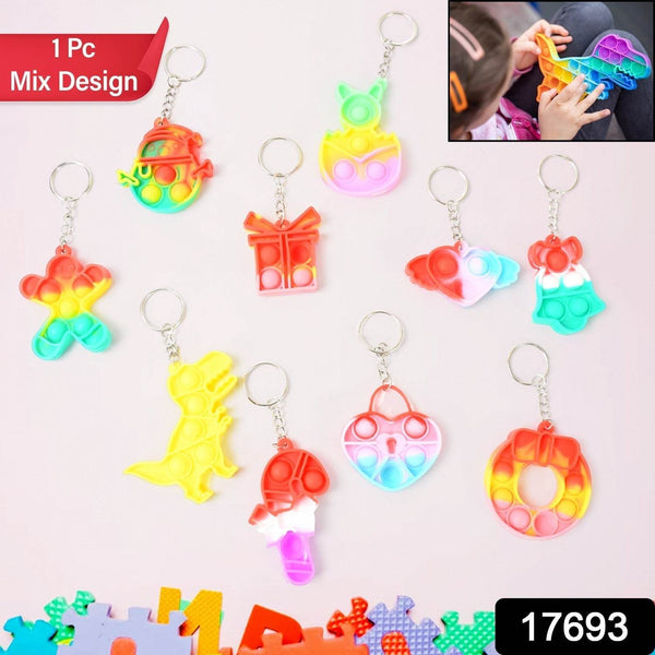 Compact Pop It Keychain – Fun Stress Relief Fidget Toy (1 Pc | Mix Design) - dailyneed.life