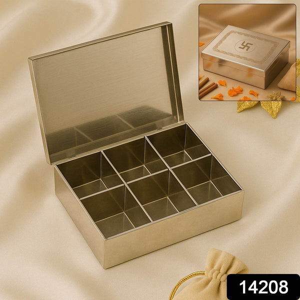 Multipurpose Premium Stainless Steel Jewelry Storage Organizer Box with 6 Compartments (1 Pc) - dailyneed.life